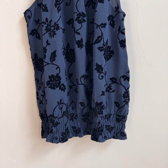 41 Hawthorn Blue Black Floral Sleeveless Halter Neckline Womens Size M Blouse - Picture 4 of 13